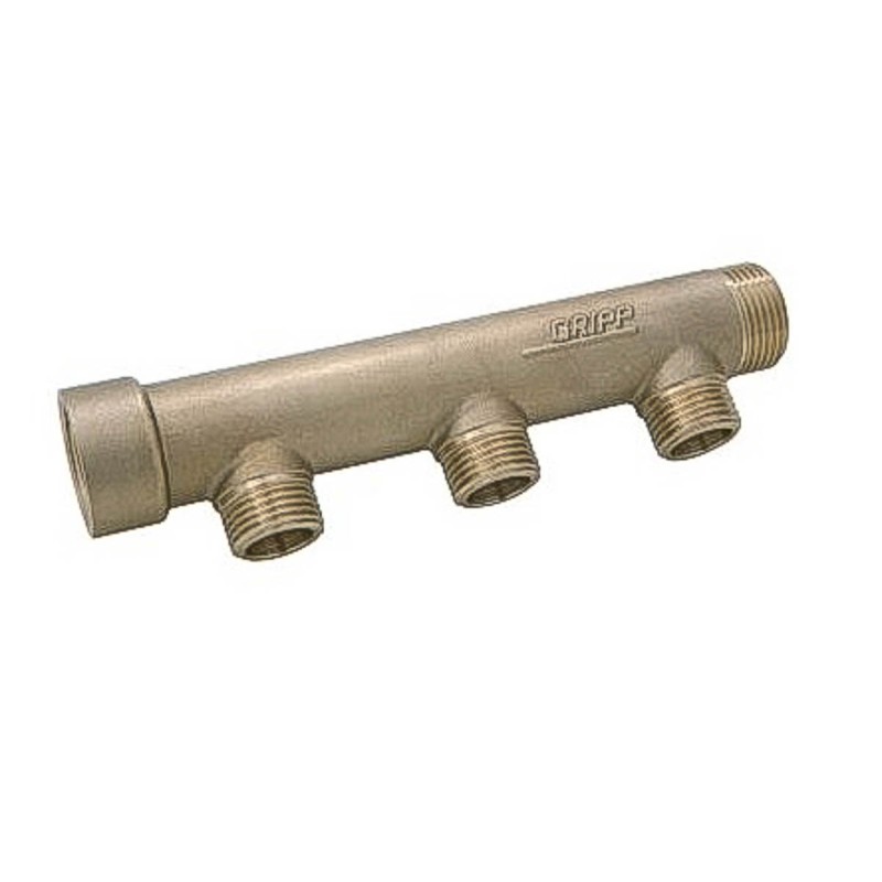 1 pcs - Watts Brass Pipe Fitting, Straight Compression Manifold, Male 3/4in to Male 1/2in