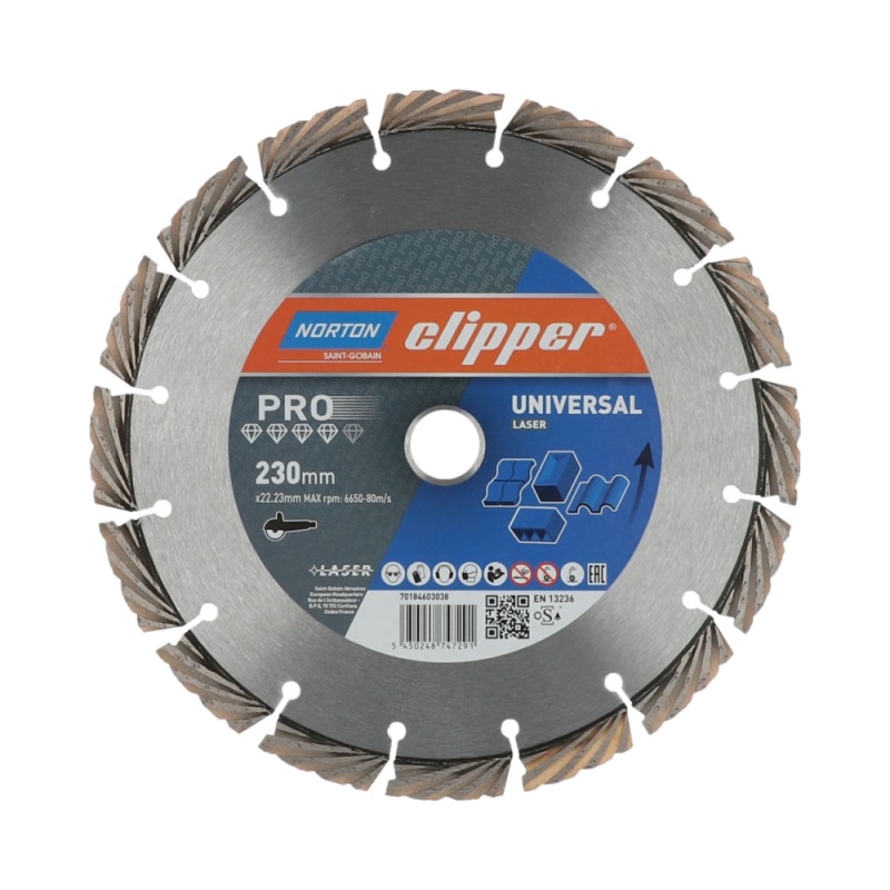 1 pcs - Norton 230mm Diamond Tipped Circular Saw Blade, 22.23mm Arbor