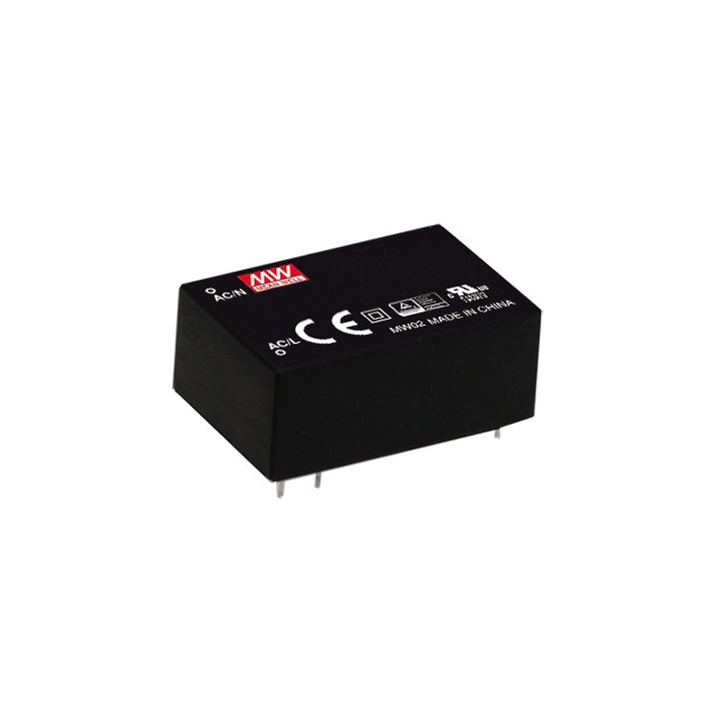 1 pcs - MEAN WELL Switching Power Supply, IRM-02-15, 15V dc, 133mA, 2W, 1 Output, 120 - 430 V dc, 85 - 305 V ac