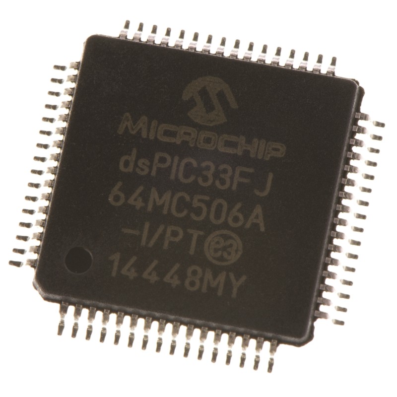 1 pcs - Microchip dsPIC33FJ64MC506A-I/PT, 16bit dsPIC Microcontroller, dsPIC33F, 40MIPS, 64 kB Flash, 64-Pin TQFP