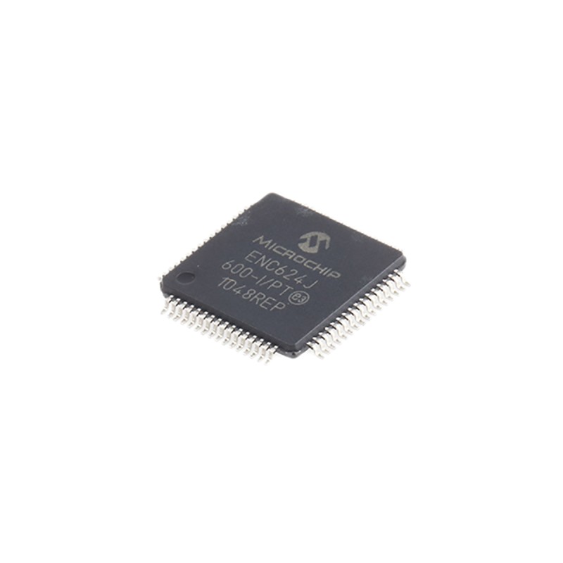1 pcs - Microchip ENC624J600-I/PT, Ethernet Controller, 10Mbps MII, MIIM, Serial-SPI, 3.3 V, 64-Pin TQFP