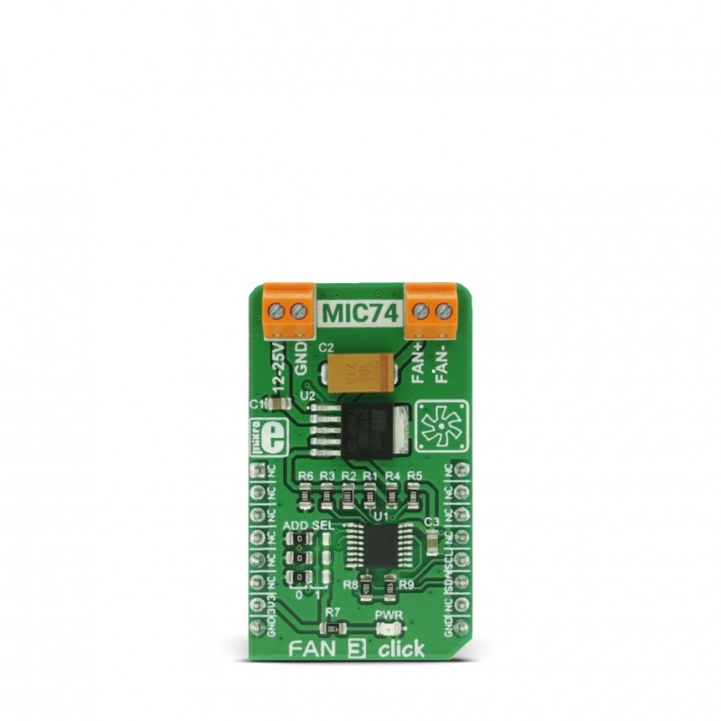 1 pcs - MikroElektronika Fan 3 Click Fan Controller for MIC74 - 2, MIC29152 for Fan