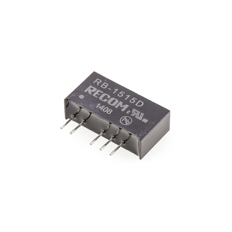 1 pcs - Recom RB DC-DC Converter, ±15V dc/ ±33mA Output, 13.5 - 15.5 V dc Input, 1W, Through Hole, +85°C Max Temp -40°C