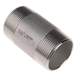 1 pcs - RS PRO Stainless Steel Pipe Fitting, Straight Circular Barrel Nipple, Male R 1-1/2in x Male R 1-1/2in