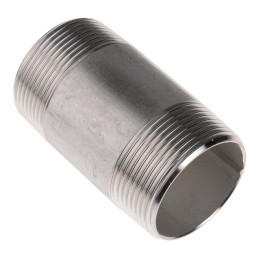1 pcs - RS PRO Stainless Steel Pipe Fitting, Straight Circular Barrel Nipple, Male R 1-1/2in x Male R 1-1/2in