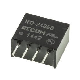 1 pcs - Recom RO DC-DC Converter, 5V dc/ 200mA Output, 21.6 - 26.4 V dc Input, 1W, Through Hole, +85°C Max Temp -40°C