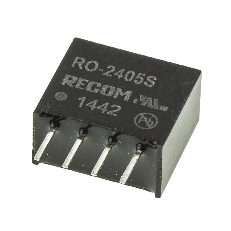 1 pcs - Recom RO DC-DC Converter, 5V dc/ 200mA Output, 21.6 - 26.4 V dc Input, 1W, Through Hole, +85°C Max Temp -40°C