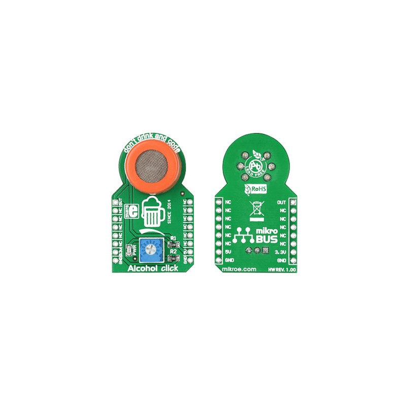1 pcs - MikroElektronika Alcohol click Gas Sensor Add On Board for MQ-3