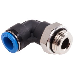 1 pcs - Festo QS Series Elbow Threaded Adaptor, G 1/2 Male to Push In 12 mm, Threaded-to-Tube Connection Style, 186125