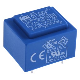 1 pcs - Block 9V ac 2 Output Through Hole PCB Transformer, 1VA