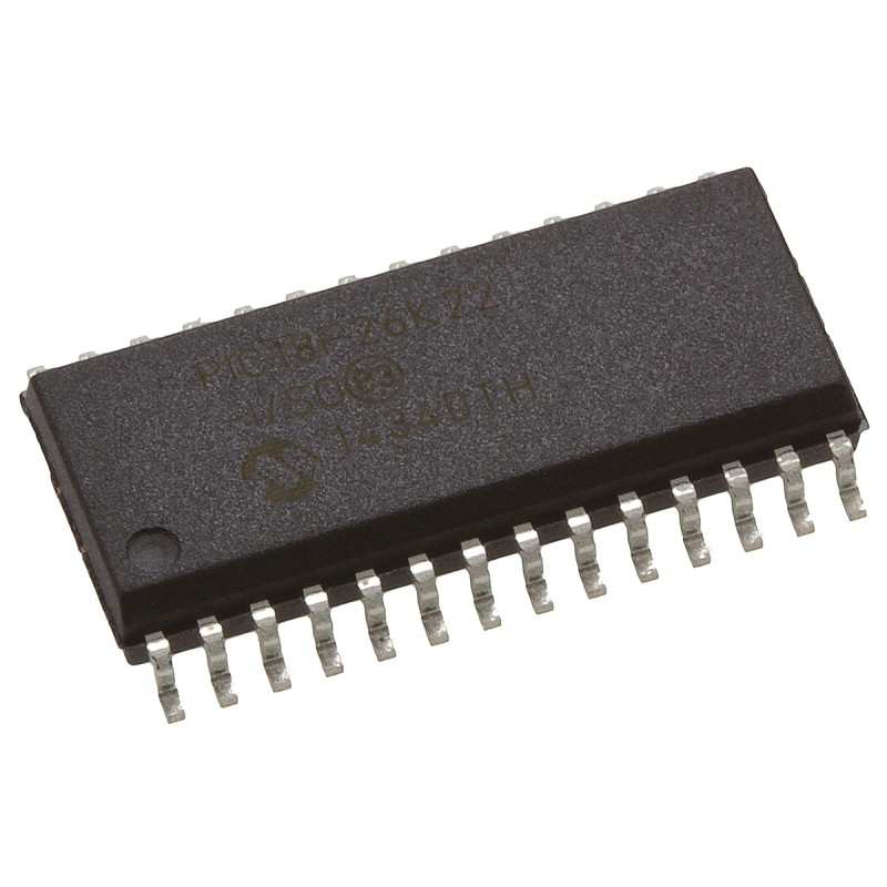 1 pcs - Microchip PIC18F26K22-I/SO, 8bit PIC Microcontroller, PIC18F, 64MHz, 64 kB Flash, 28-Pin SOIC